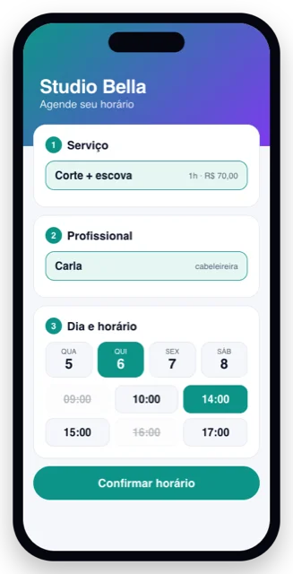 Online booking screen from Kodeira Agenda, a SaaS product we built.
